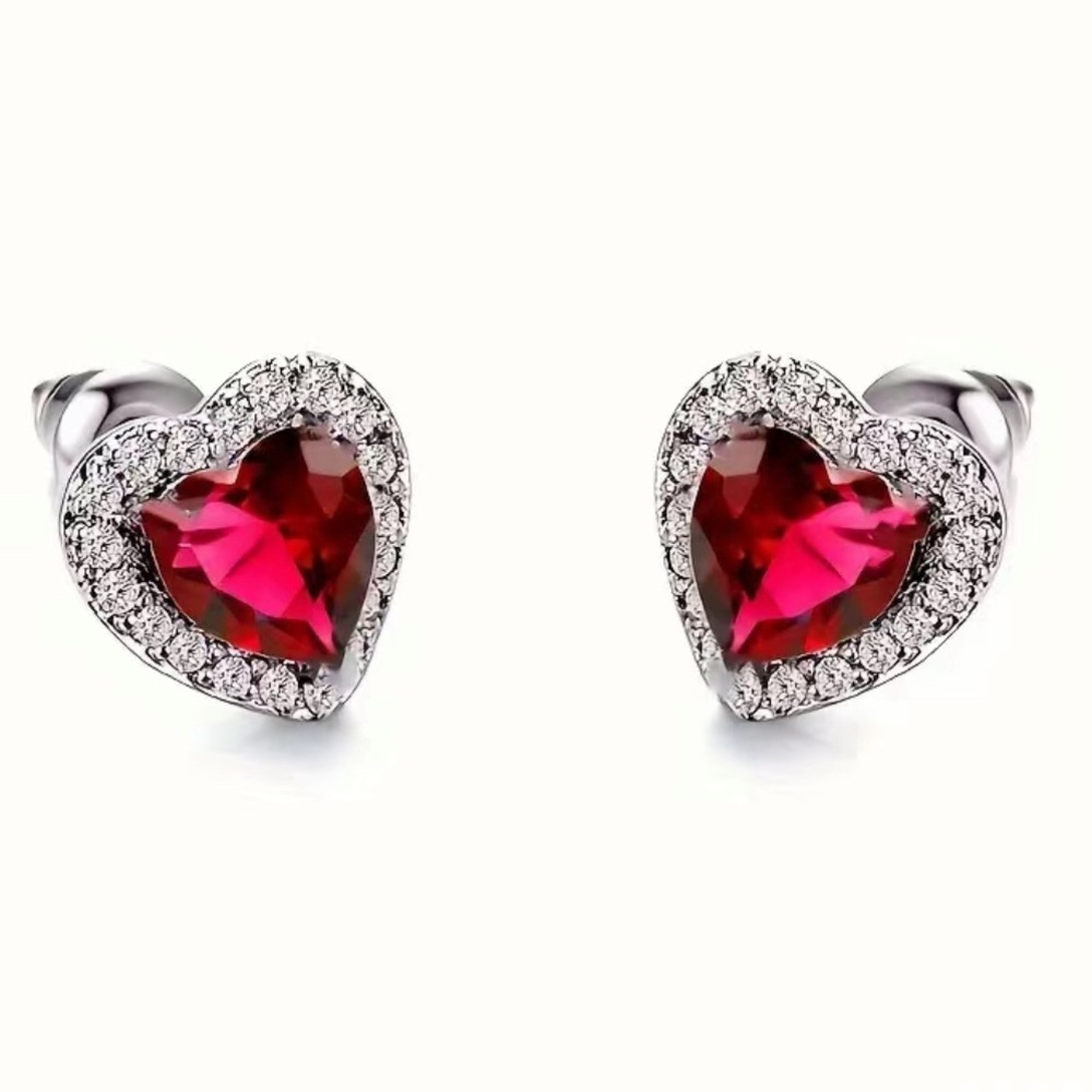 Red Heart Stud Earrings